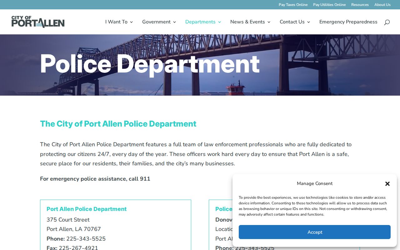 West Baton Rouge Parish Port Allen criminal records police department contact