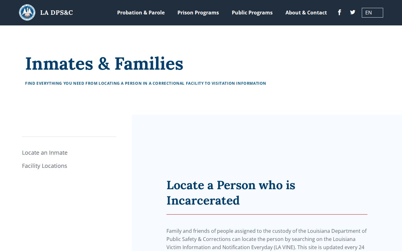 Louisiana LA VINE custody and supervision locator directions