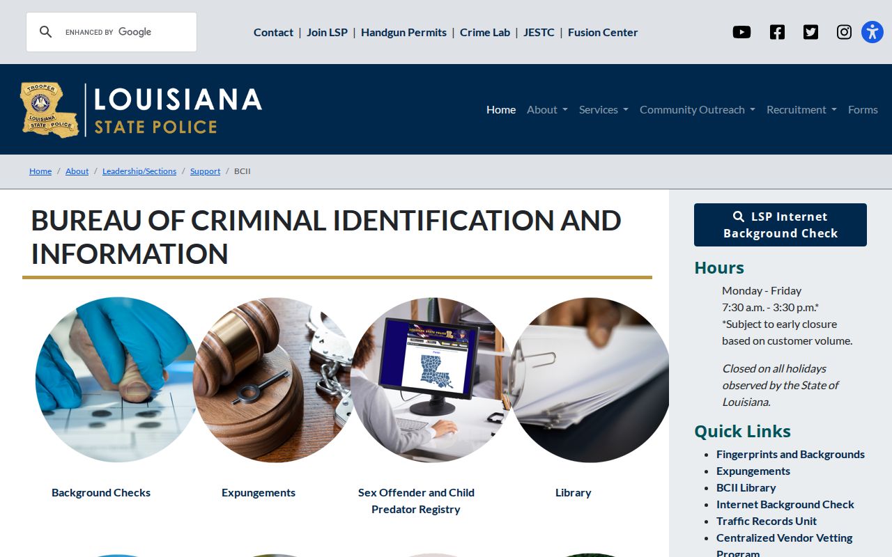 West Baton Rouge Parish criminal records options at Louisiana BCII